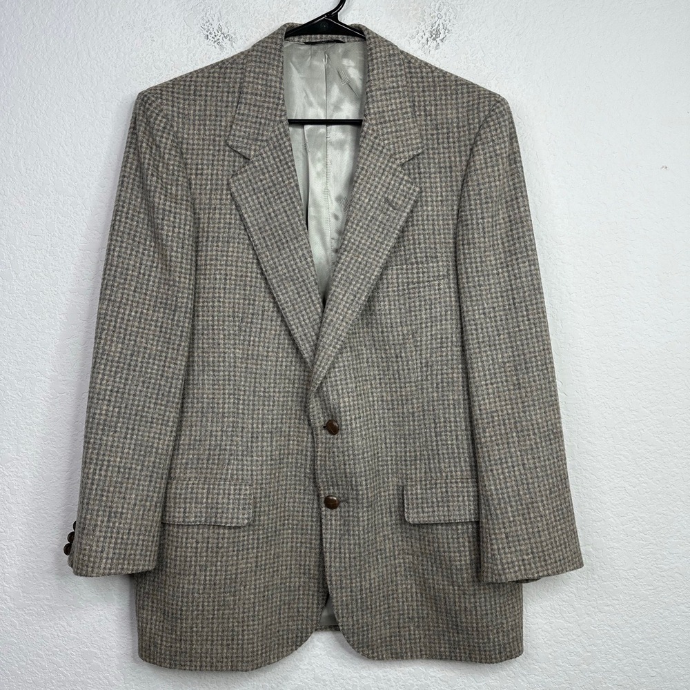 Lanvin Blazer Mens 42 Camel Hair Plaid 2-Button USA Made Luxury Designer Preppy